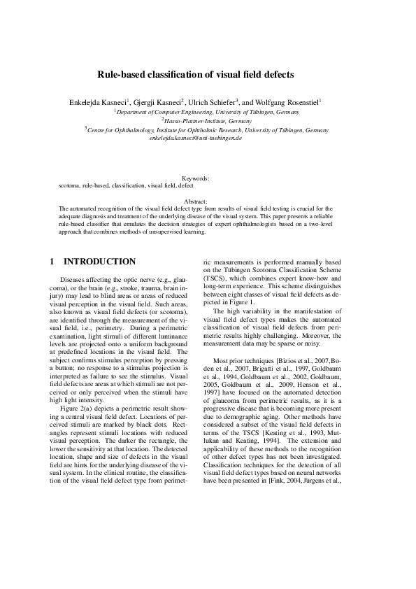 (PDF) Rule-based Classification of Visual Field Defects