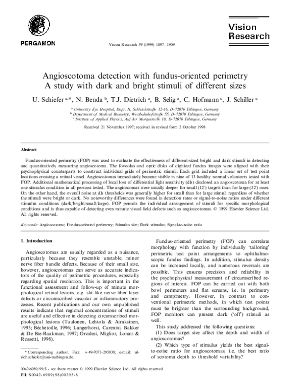 (PDF) Angioscotoma detection with fundus-oriented perimetry