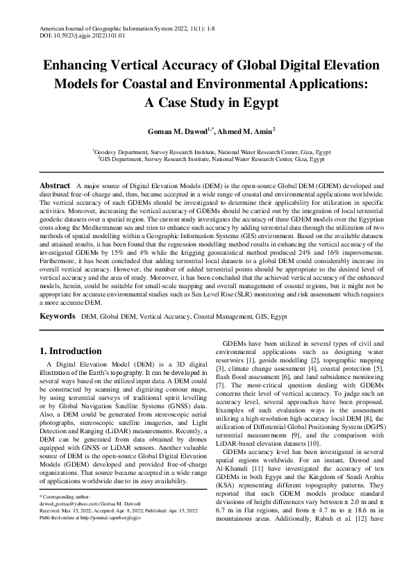 (PDF) Enhancing Vertical Accuracy of Global Digital Elevation Models ...
