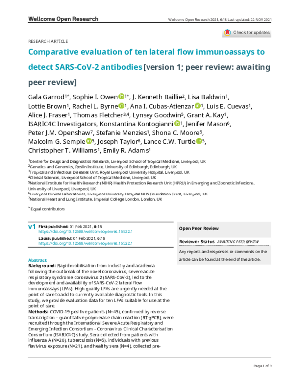 (PDF) Comparative evaluation of ten lateral flow immunoassays to detect ...