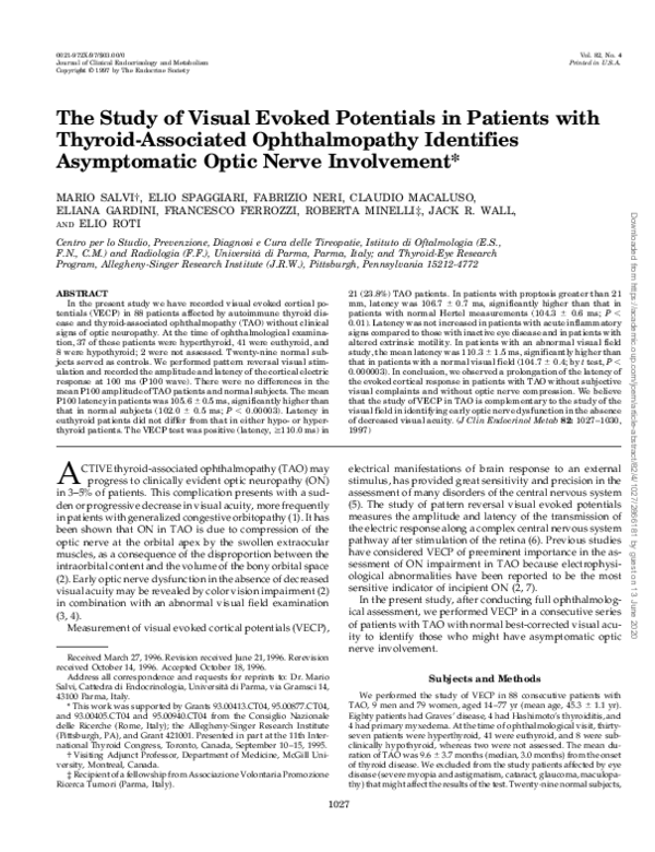 (PDF) The Study of Visual Evoked Potentials in Patients with Thyroid ...