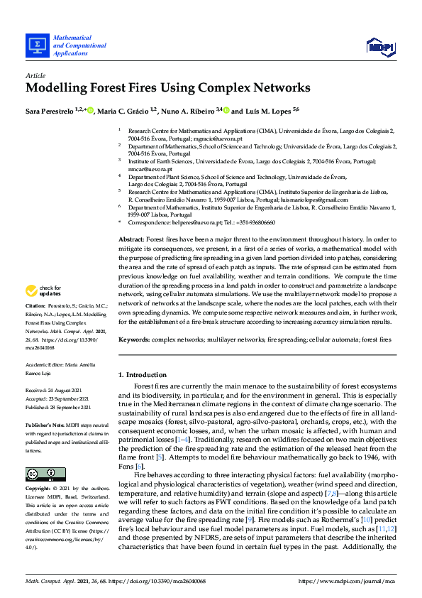 (PDF) Modelling Forest Fires Using Complex Networks