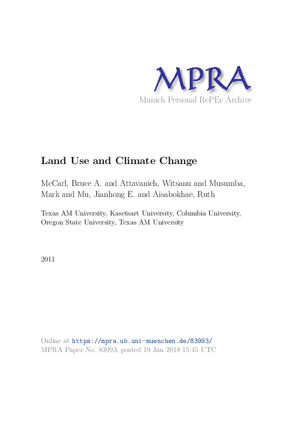 (PDF) Land Use and Climate Change