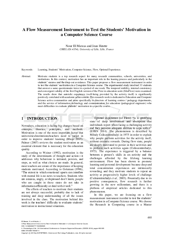 (PDF) A Flow Measurement Instrument to Test the Students’ Motivation in ...