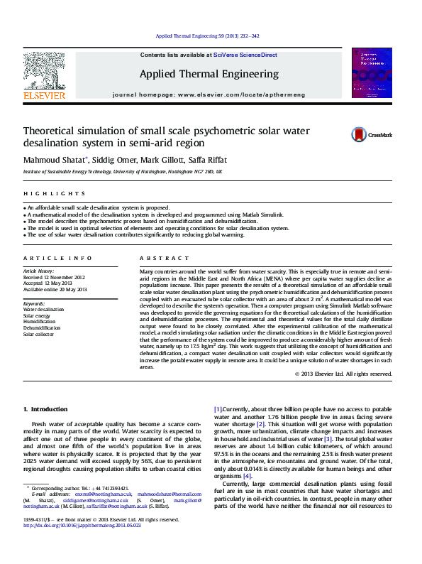 (PDF) Theoretical simulation of small scale psychometric solar water ...
