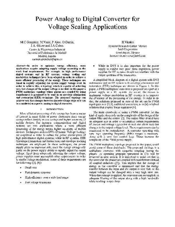 (PDF) Power analog to digital converter for voltage scaling applications