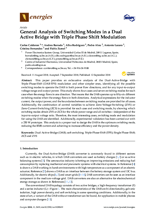 (PDF) General Analysis of Switching Modes in a Dual Active Bridge with ...
