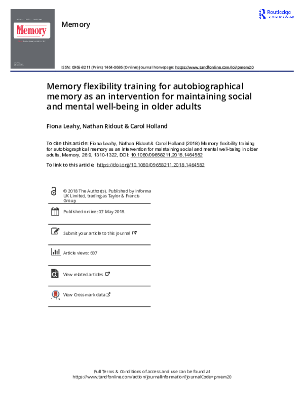 (PDF) Memory flexibility training for autobiographical memory as an ...