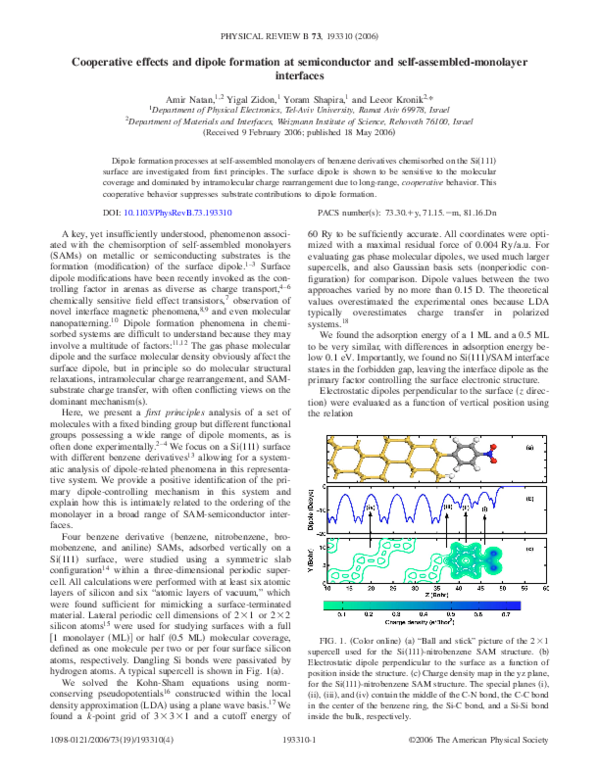 (PDF) Cooperative effects and dipole formation at semiconductor and ...
