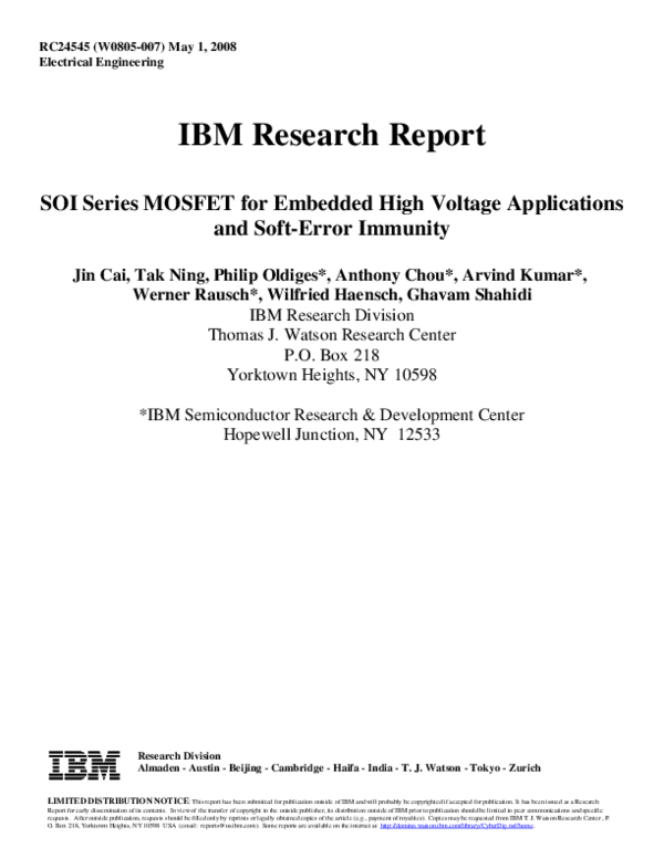 (PDF) SOI series MOSFET for embedded high voltage applications and soft ...