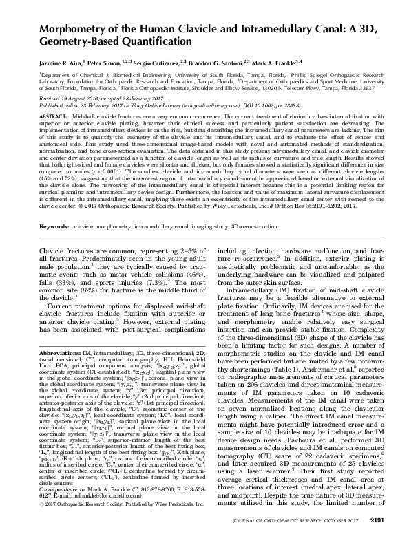 (PDF) Morphometry of the human clavicle and intramedullary canal: A 3D ...