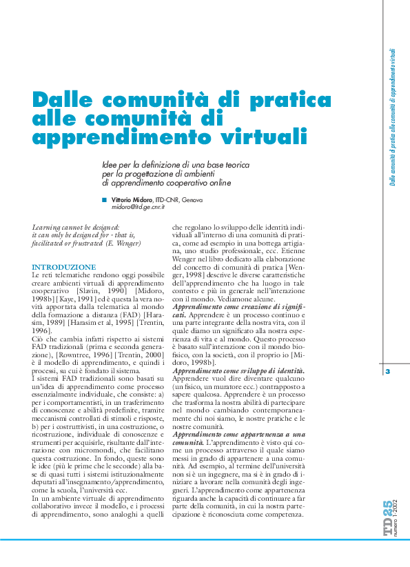 (PDF) From communities of practice to virtual learning communities