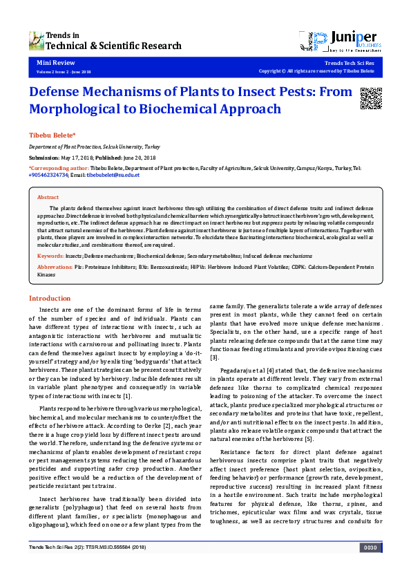 (PDF) Defense Mechanisms of Plants to Insect Pests: From Morphological ...