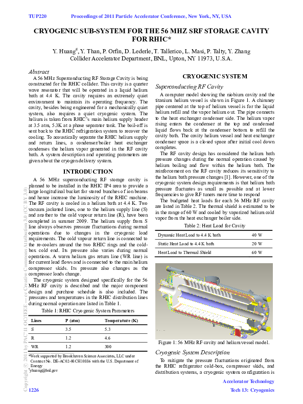 (PDF) Cryogenic sub-system for the 56 MHz SRF storage cavity for RHIC