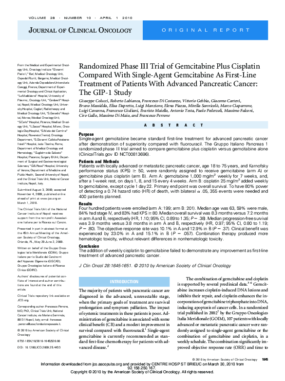 (PDF) Randomized Phase III Trial of Gemcitabine Plus Cisplatin Compared ...