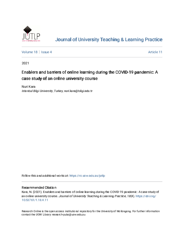 (PDF) Enablers and barriers of online learning during the covid-19 ...