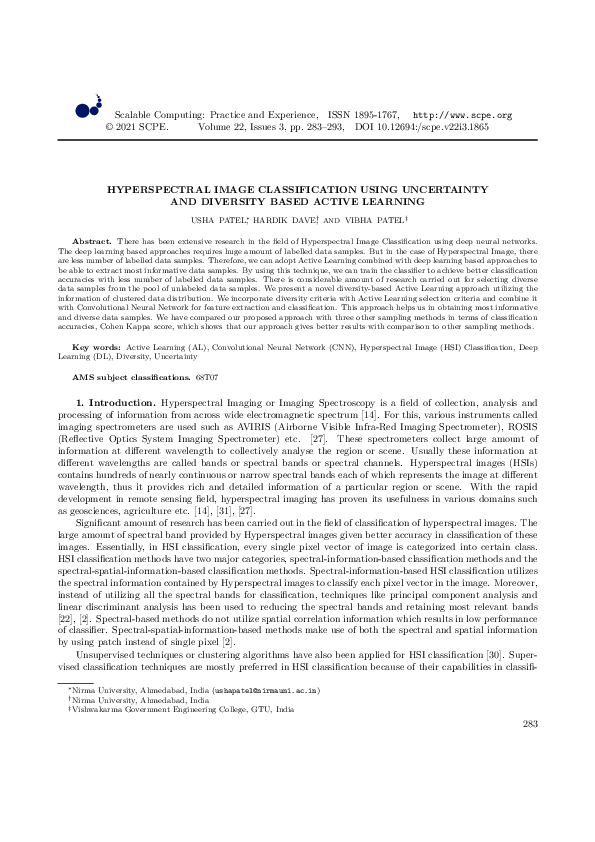 (PDF) Hyperspectral Image Classification using Uncertainty and ...