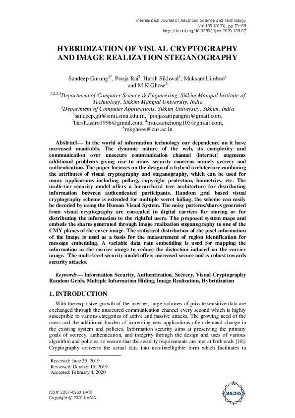 (PDF) Hybridization of Visual Cryptography and Image Realization ...