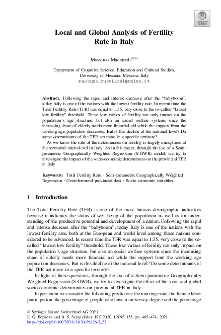 (PDF) Local and Global Analysis of Fertility Rate in Italy