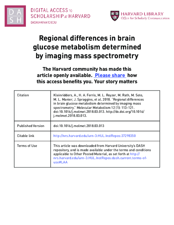 (PDF) Regional differences in brain glucose metabolism determined by ...