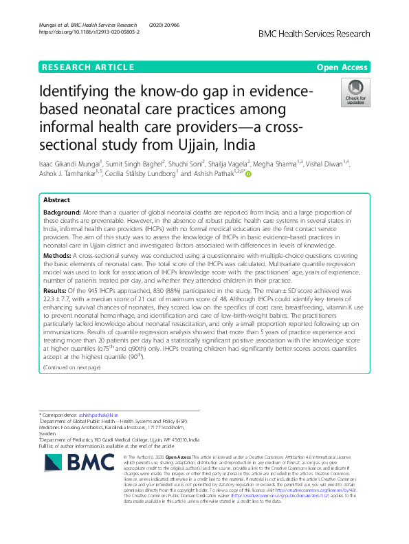 (PDF) Identifying the know-do gap in evidence-based neonatal care ...
