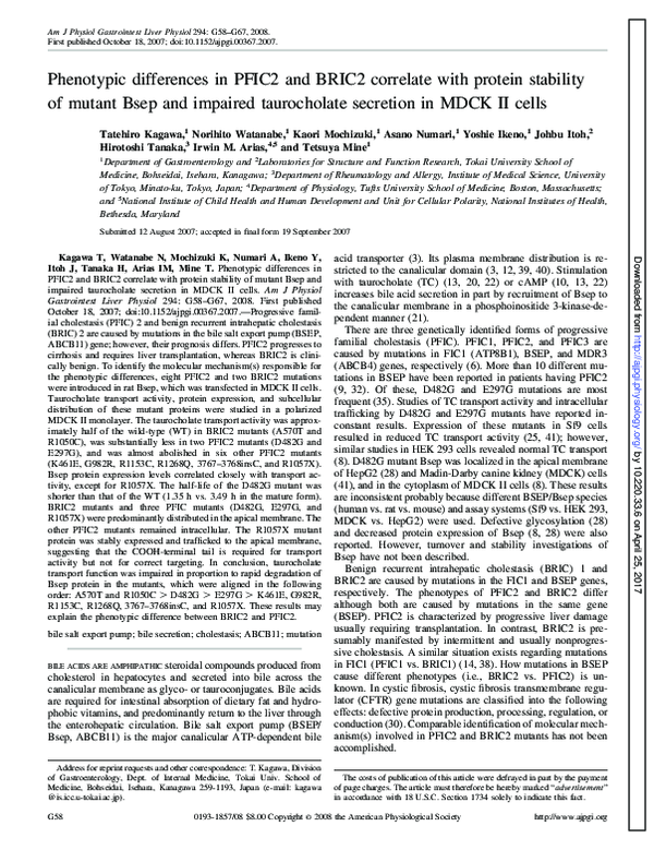 (PDF) Phenotypic differences in PFIC2 and BRIC2 correlate with protein ...