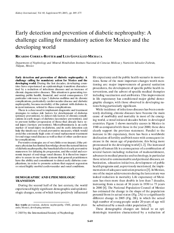 (PDF) Early detection and prevention of diabetic nephropathy: A ...