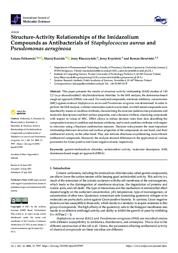 (PDF) Structure-Activity Relationships of the Imidazolium Compounds as ...