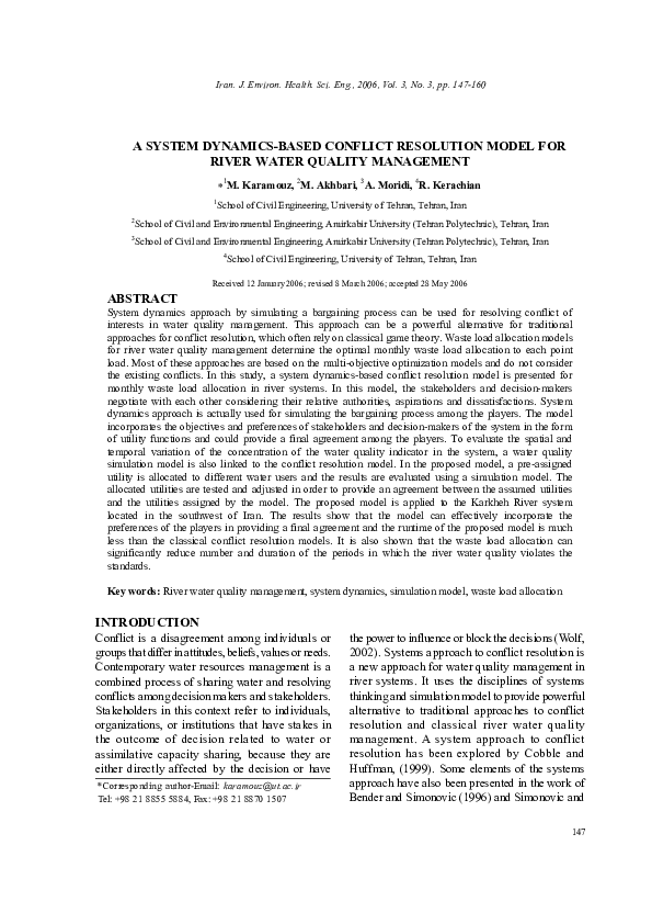 (PDF) A system dynamic-based conflict resolution model for river water ...