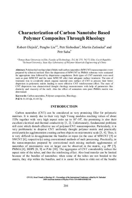 (PDF) Characterization of Carbon Nanotube Based Polymer Composites ...