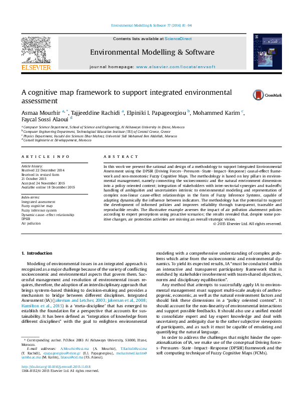 (PDF) A cognitive map framework to support integrated environmental ...