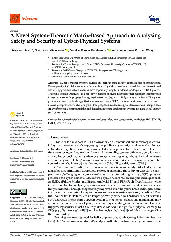 (PDF) A Novel System-Theoretic Matrix-Based Approach to Analysing ...