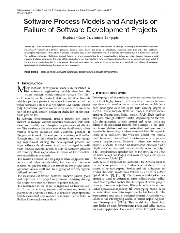 (PDF) Software Process Models and Analysis on Failure of Software ...