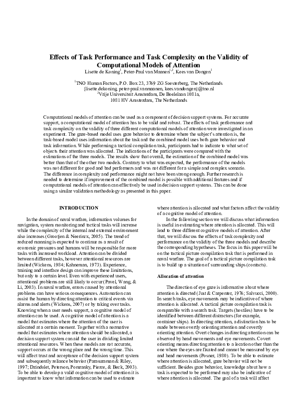 (PDF) Effects of Task Performance and Task Complexity on the Validity ...
