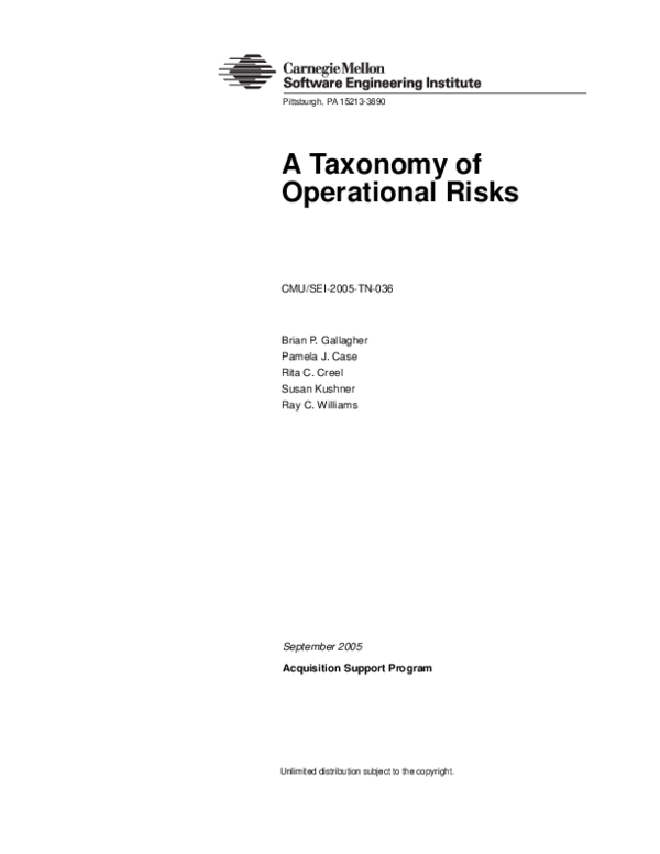 (PDF) A Taxonomy of Operational Risks