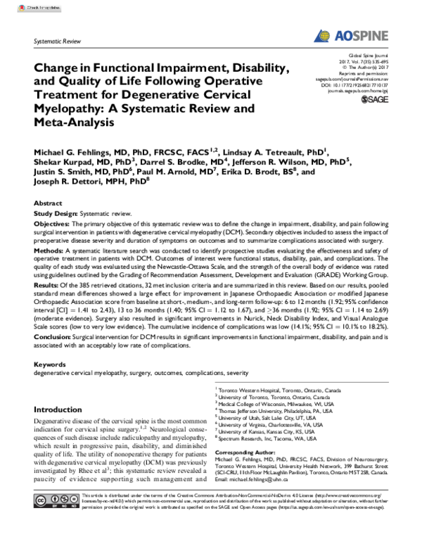 (PDF) Change in Functional Impairment, Disability, and Quality of Life ...