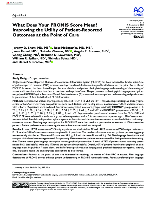 (PDF) What Does Your PROMIS Score Mean? Improving the Utility of ...