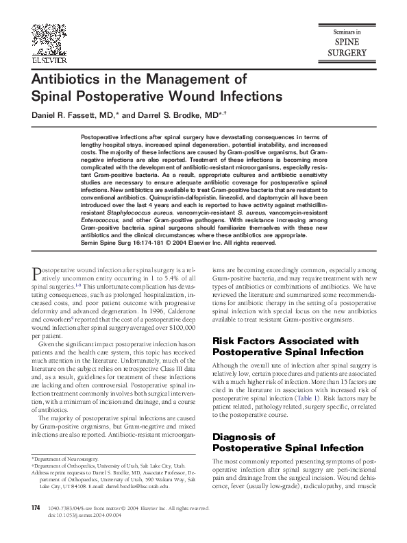 (PDF) Antibiotics in the management of spinal postoperative wound ...
