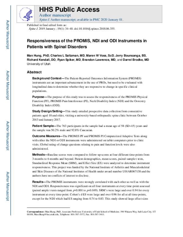 (PDF) Responsiveness of the Patient-Reported Outcomes Measurement ...