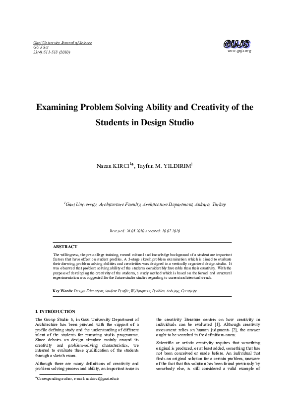 (PDF) Examining Problem Solving Ability and Creativity of the Students ...