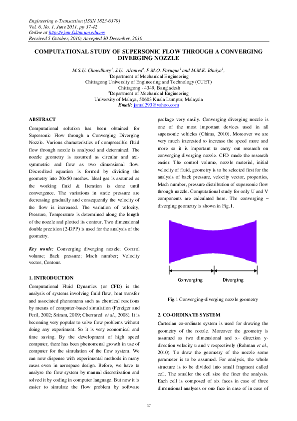 (PDF) Computational Study of Supersonic Flow Through a Converging ...