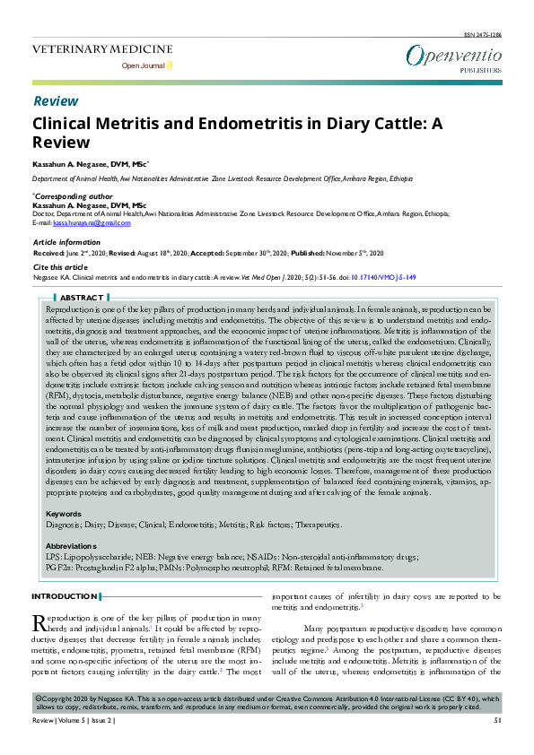 (PDF) Clinical Metritis and Endometritis in Diary Cattle: A Review
