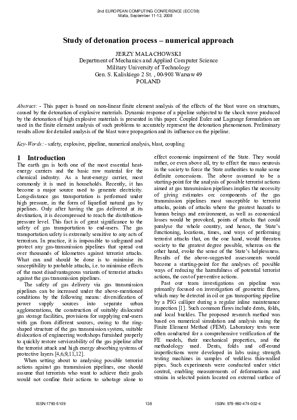 (PDF) Study of detonation process: numerical approach