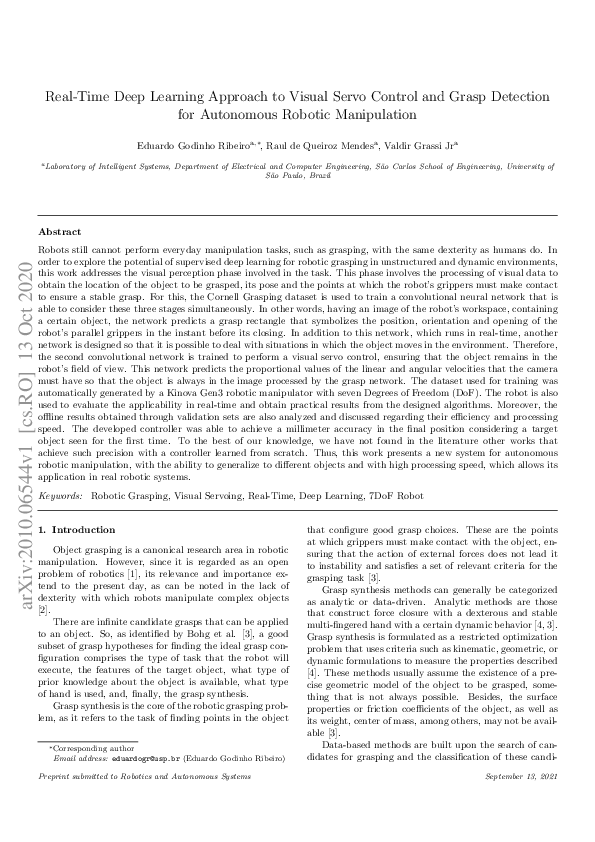 (PDF) Real-time deep learning approach to visual servo control and ...