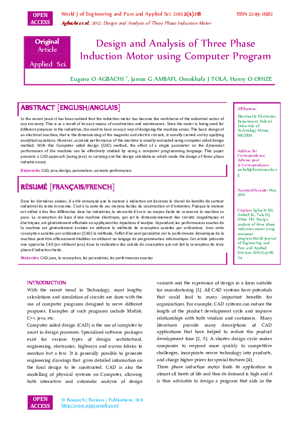 (PDF) Design and Analysis of Three Phase Induction Motor using Computer ...