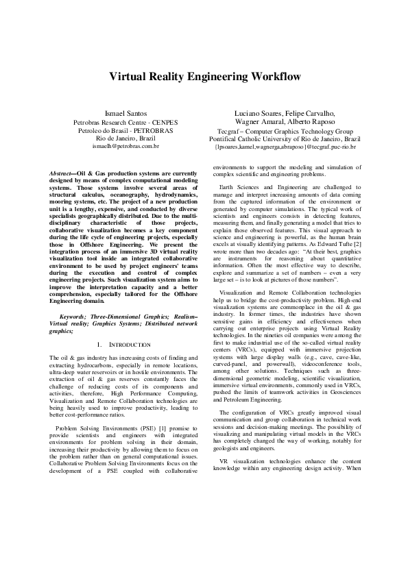 (PDF) Virtual Reality Engineering Workflow