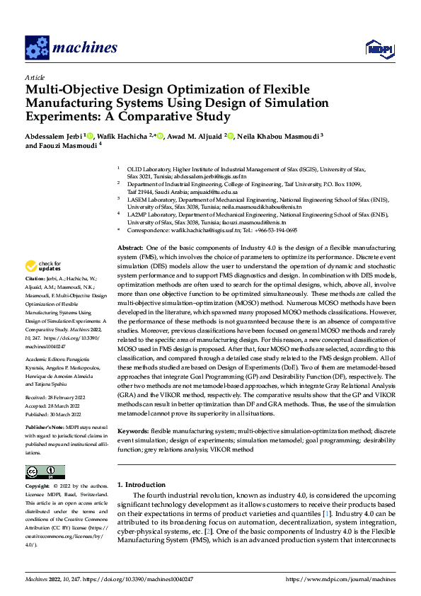 (PDF) Multi-Objective Design Optimization of Flexible Manufacturing ...