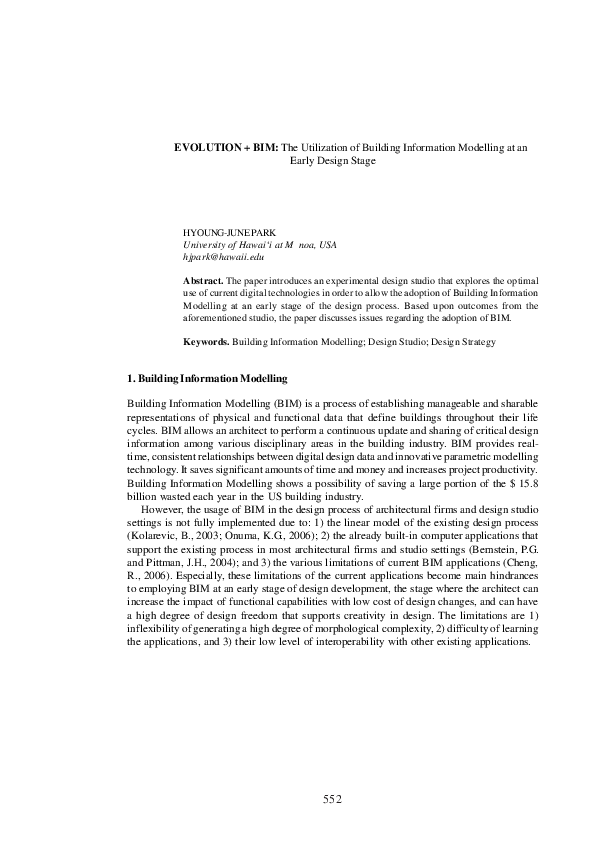 (PDF) Evolution + Bim: The Utilization of Building Information ...