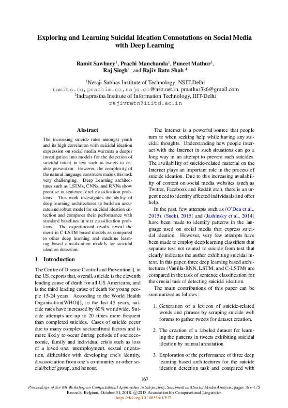 (PDF) Exploring and Learning Suicidal Ideation Connotations on Social ...