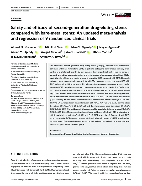 (PDF) Safety and efficacy of second-generation drug-eluting stents ...